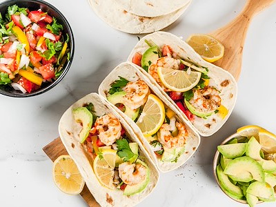 Tortillas di Gamberi al vapore e Avocado